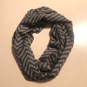 Gray chevron striped infinity scarf